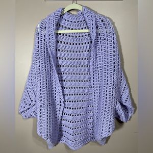 Lovely lilac shrug. Handmade by Mom. One size fits most.